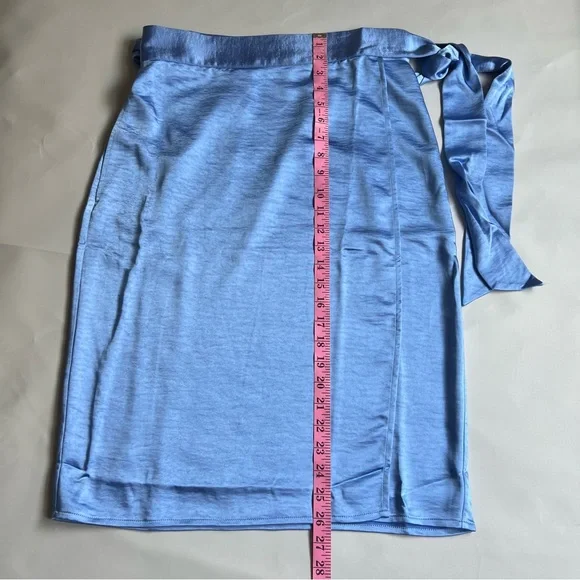 Wildfang The Empower Satin Wrap Skirt Women Light Blue XS NWT - Picture 3 of 9